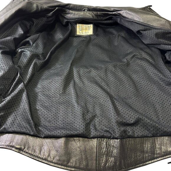 Wilsons Leather Open Road Black Motorcycle Jacket Coat Moto Biker Size L Zippers - Picture 9 of 12